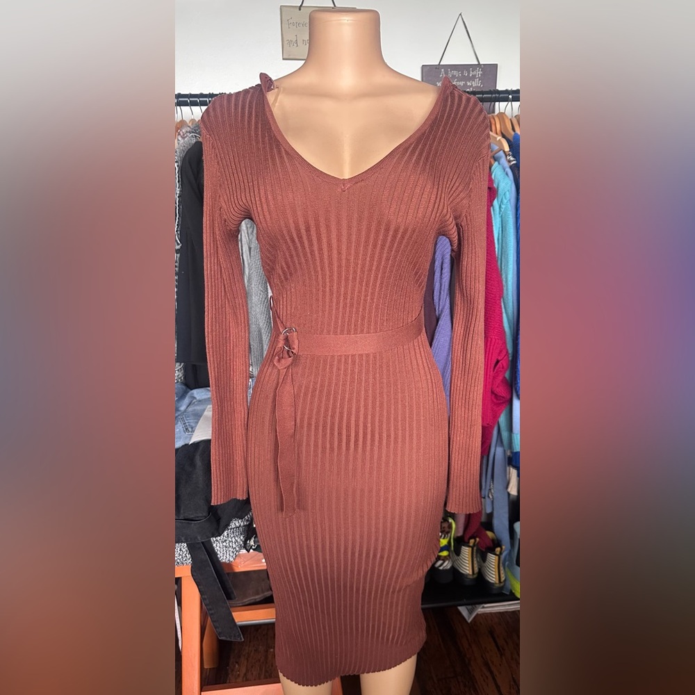 Almost Famous Orange Long Sleeve Bodycon Dress